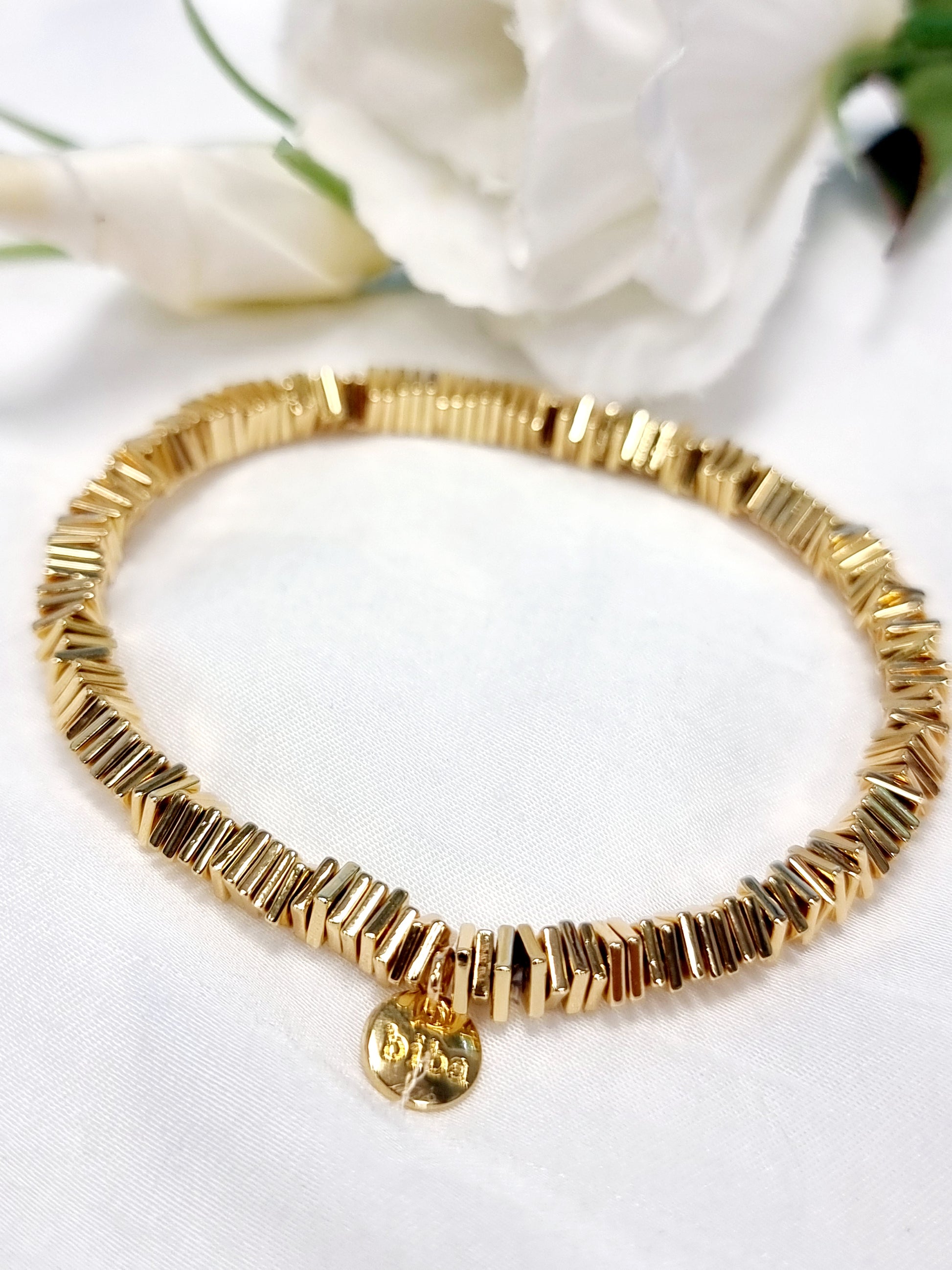 Armband Biba - Gold glänzend mit kleinen rechteckigen Plättchen