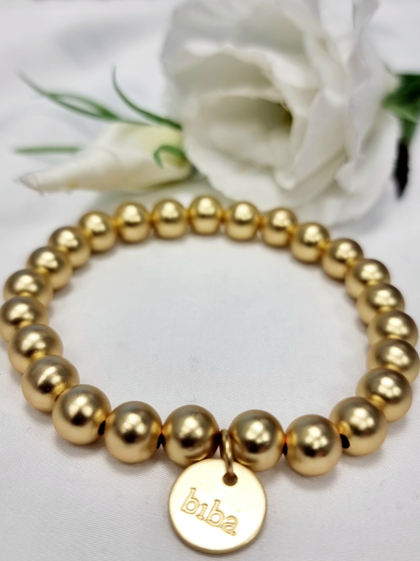 Armband Biba - Gold matt 8mm Kugelarmband