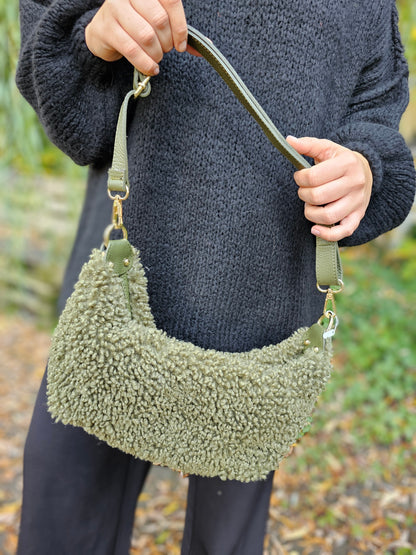 Teddy-Bauchtasche Umhängetasche Gr.3 in verschiedenen Farben und goldenen Reißverschluss