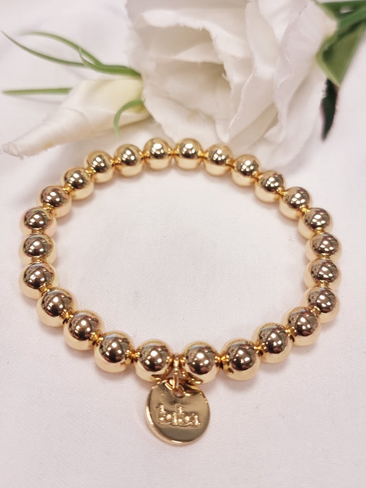 Armband Biba - Gold glänzend 8mm Kugelarmband