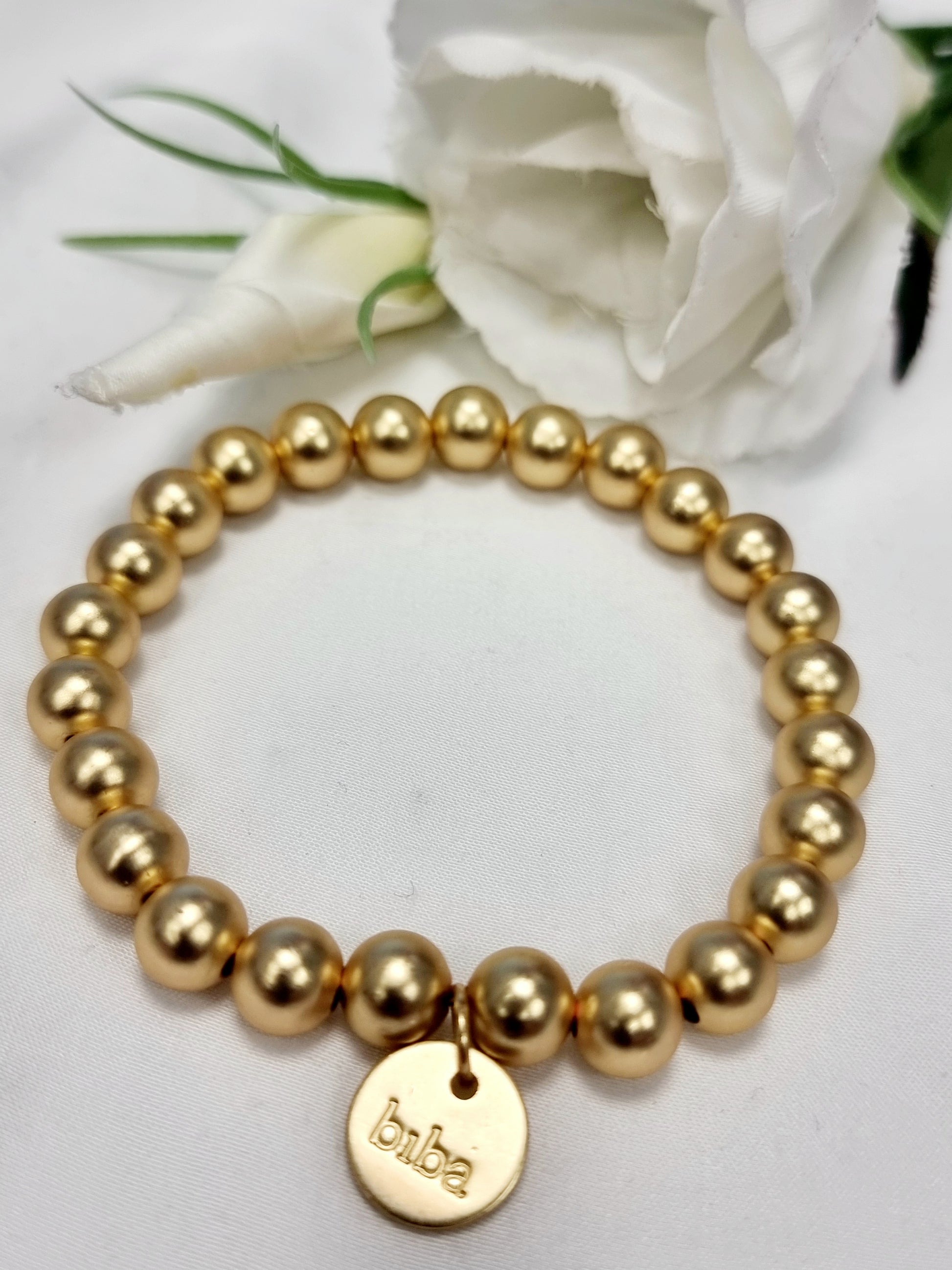 Armband Biba - Gold matt 8mm Kugelarmband