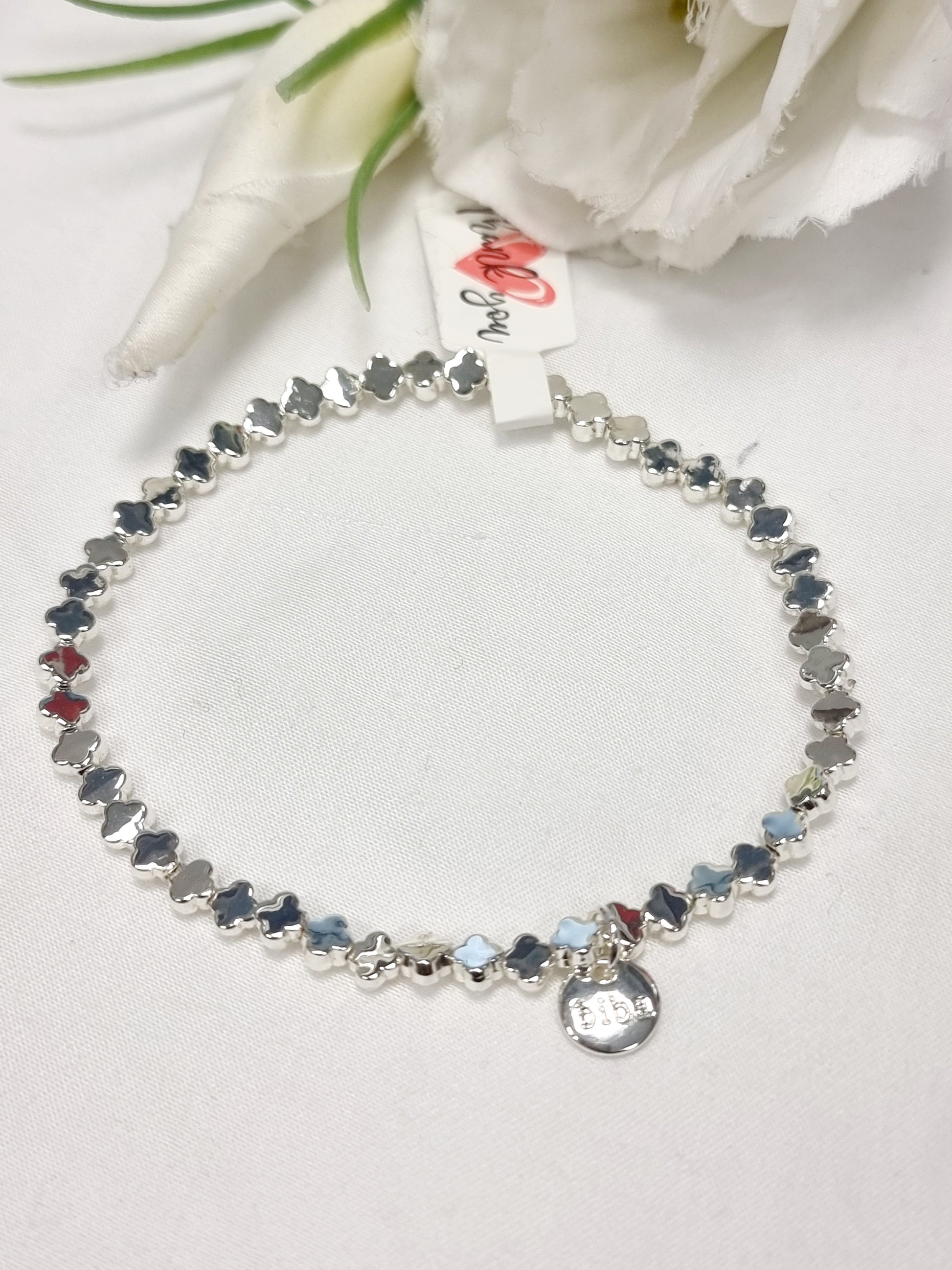 Armband Biba - Kleeblättchen Silber glänzend