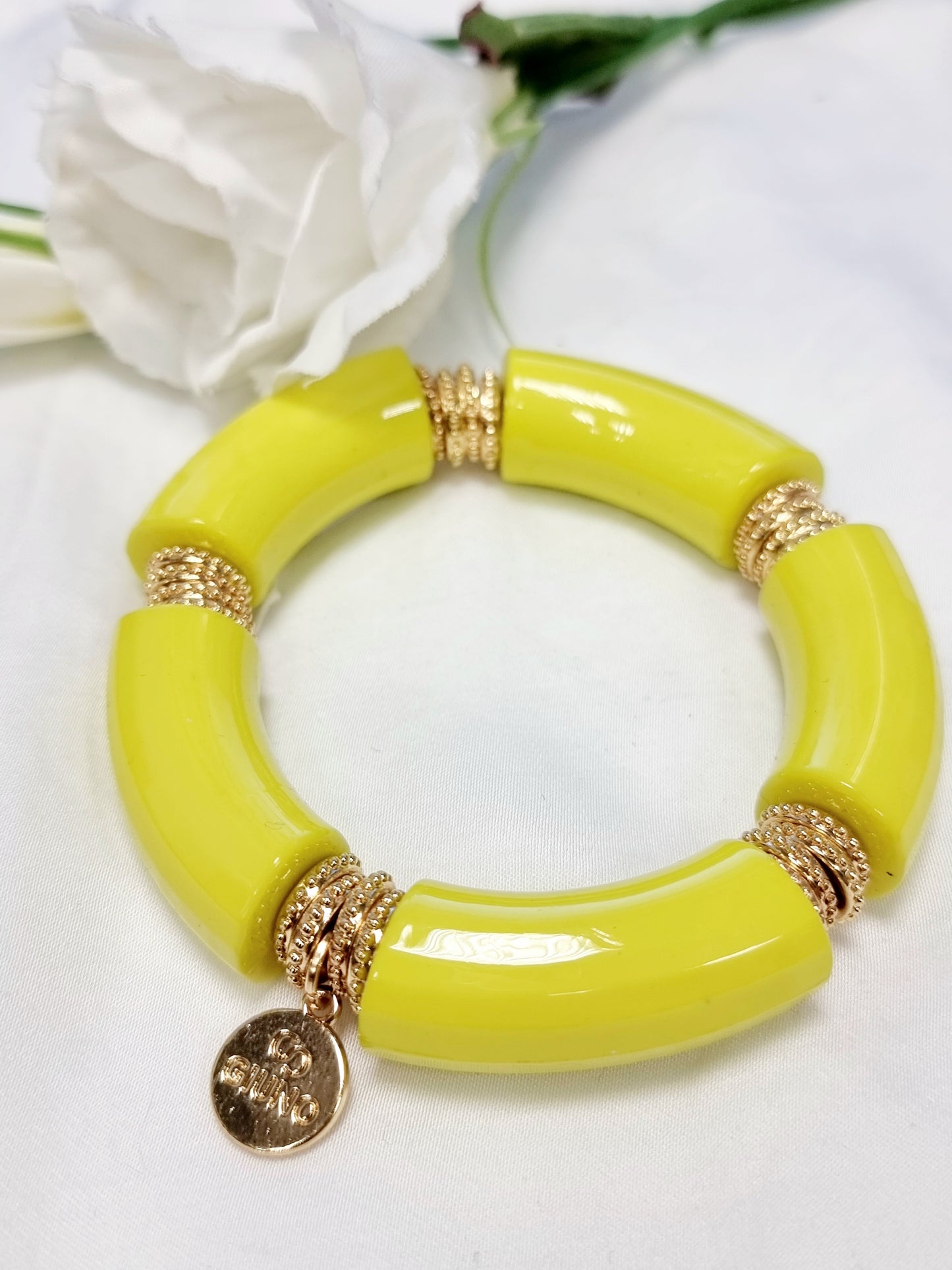 Armband Gelb elastisch mit Gold