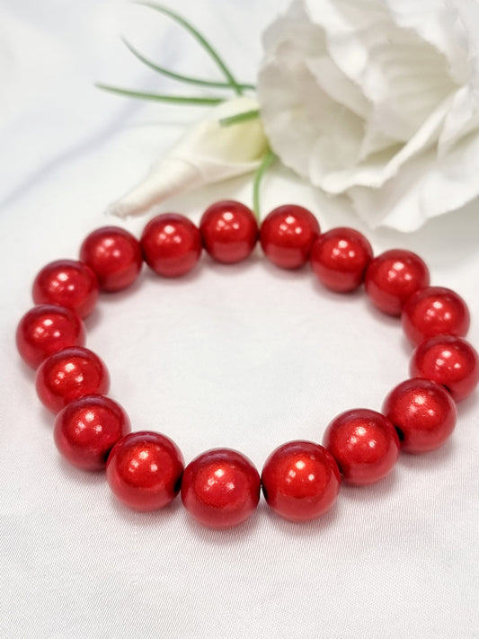 Armband Impala - fluoreszierende Perlen Rot 12mm