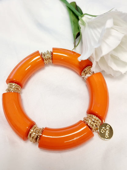 Armband Orange elastisch mit Gold