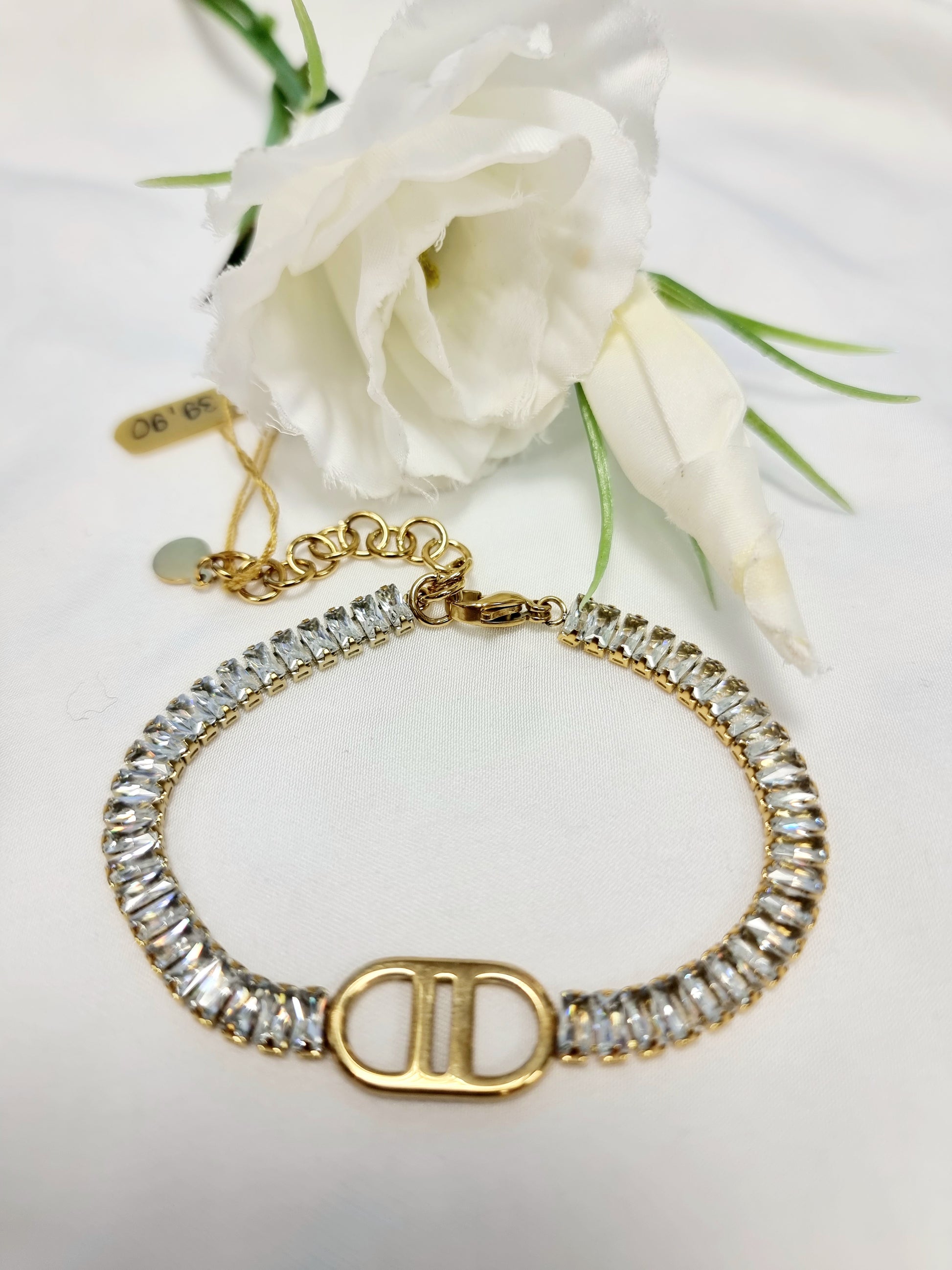 Armband mit Zirkoniasteinen & Theta Edelstahl 14 Karat vergoldet