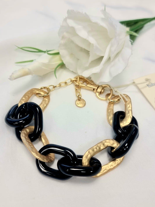 BIBA Glieder-Armband „Glamour“, Gold / Schwarz