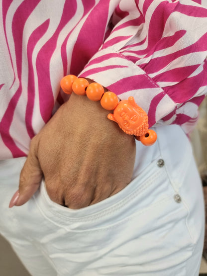 Boho-Akazienholz Armband mit Buddha und Quaste in verschiedenen Farben