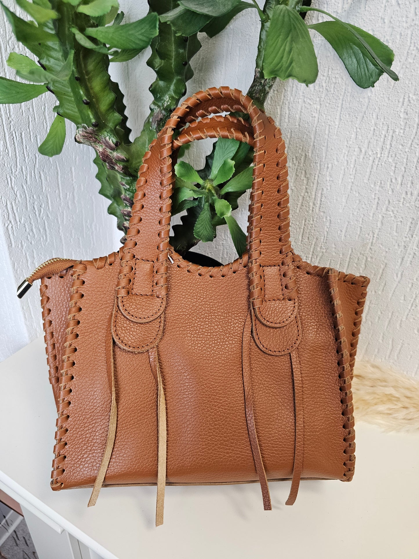 Echtledertasche Cognac