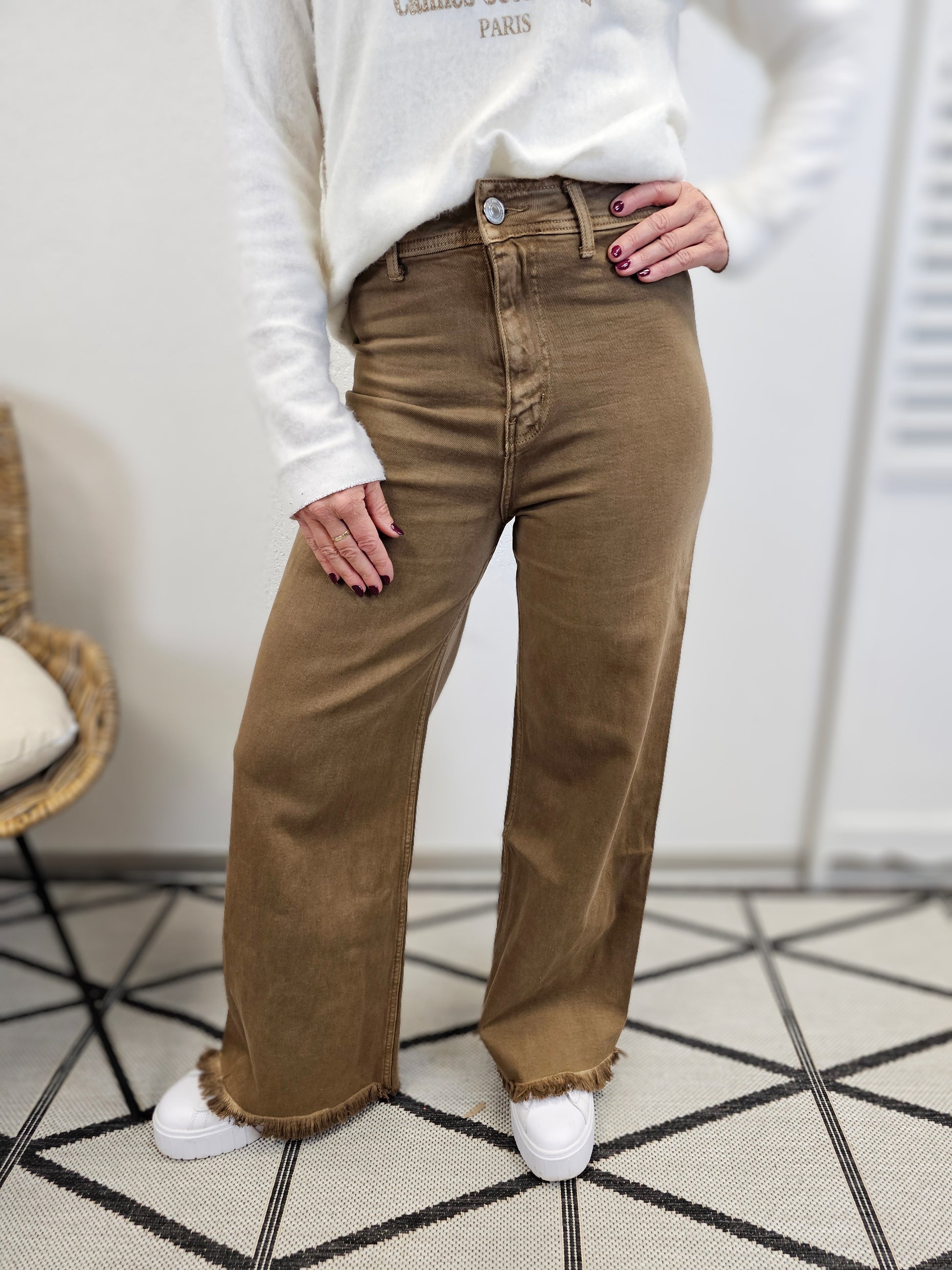 Jeans wide leg in Braun Jewelly JW795-2
