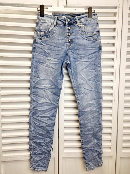 Jewelly Jeans mit Kristall- Herz-Schmuckknöpfen Jewelly JP-26354
