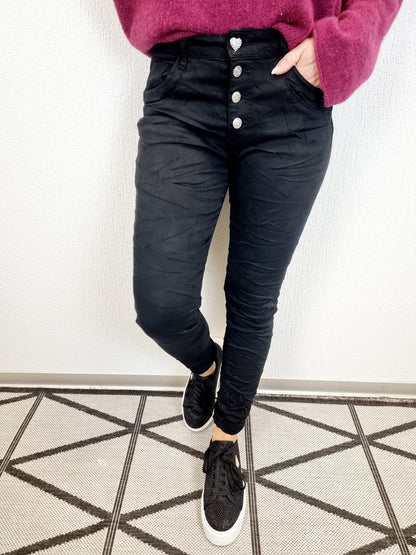 Jewelly Jeans mit Schmuckknöpfen JW2563-1 schwarz