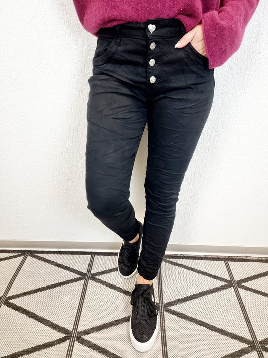 Jewelly Jeans mit Schmuckknöpfen JW2563-1 schwarz