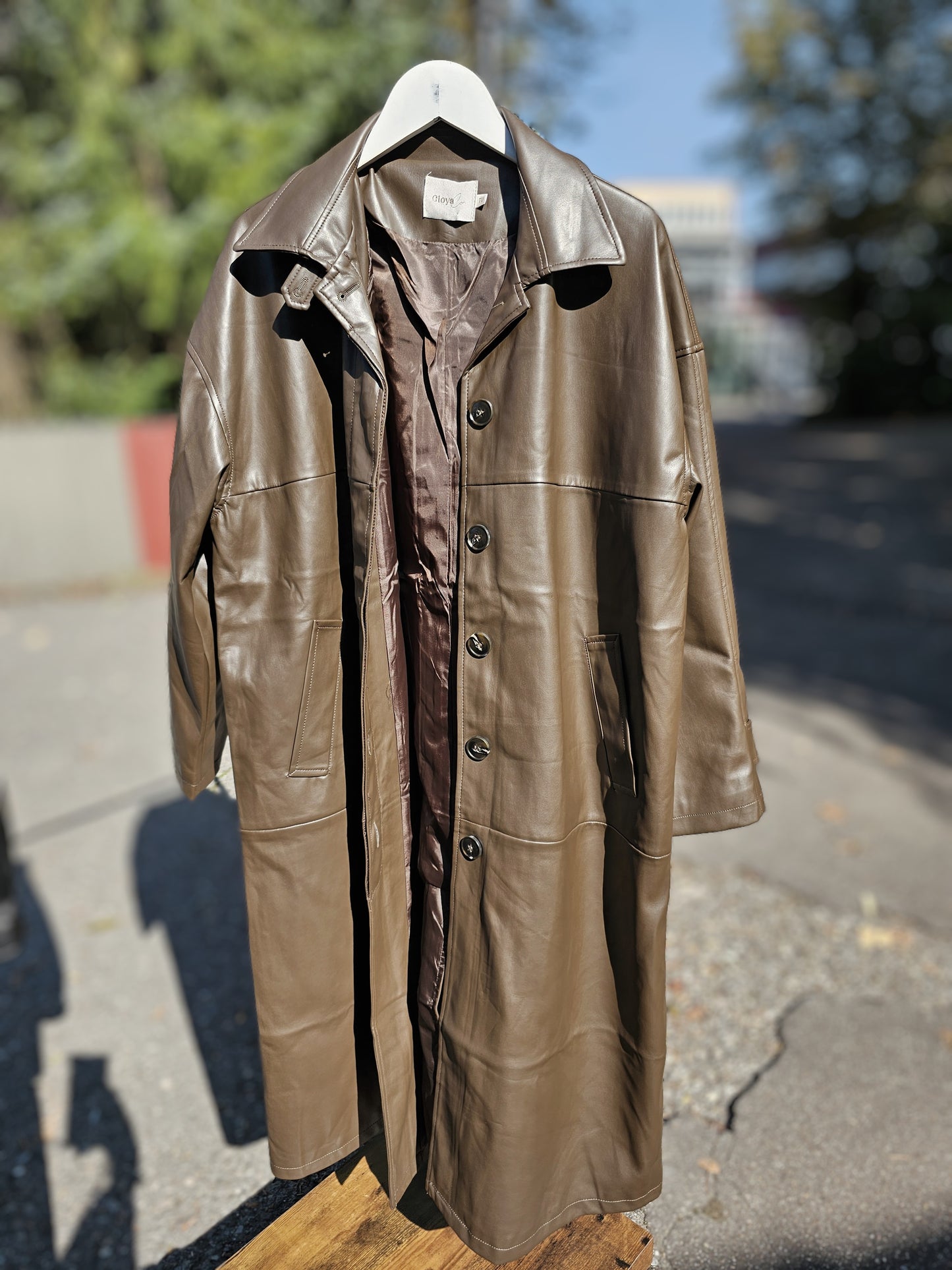Ledermantel Oversize Veganes Leder in Braun