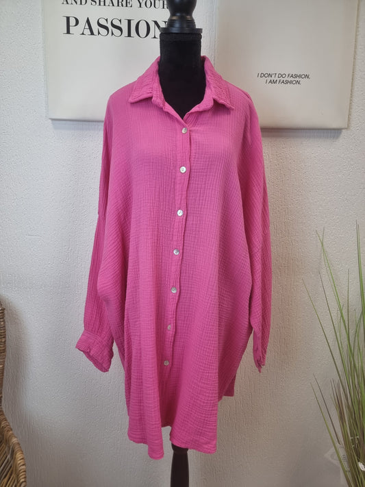 Oversize Musselin-Hemdbluse in verschiedenen Farben