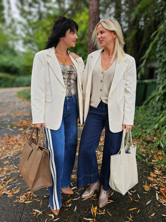 Einreihiger Blazer in Creme-Natur