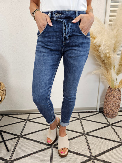 Jeans schmal mit schräger Knöpfung HS-5907