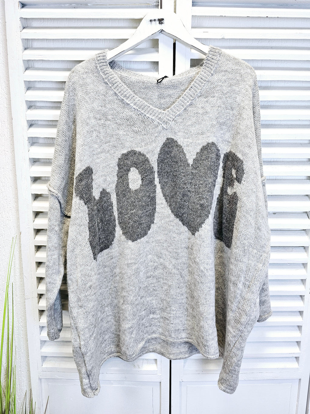 Oversized Strickpullover LOVE mit Wollanteil in verschiedenen Farben
