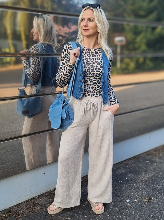 Musselin Hose mit weitem Bein in verschiedenen Farben