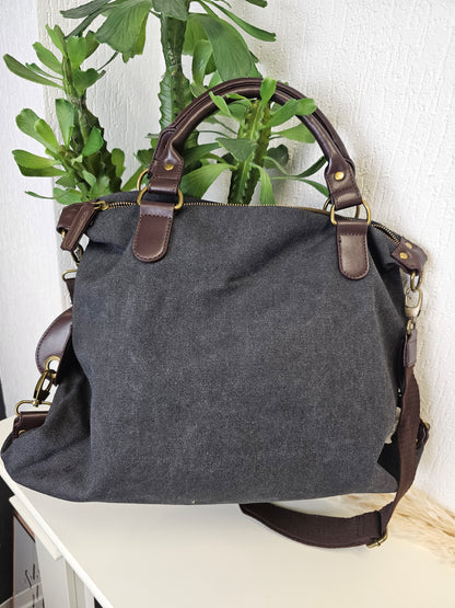 Tasche Canvastasche Vintage in Grafit Farben mit weißem Stern