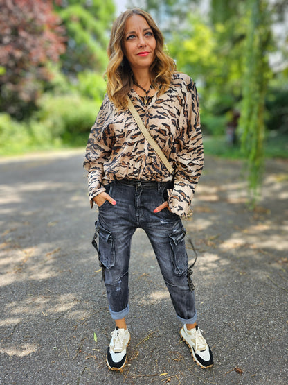 Leichte Bluse mit Tigermuster