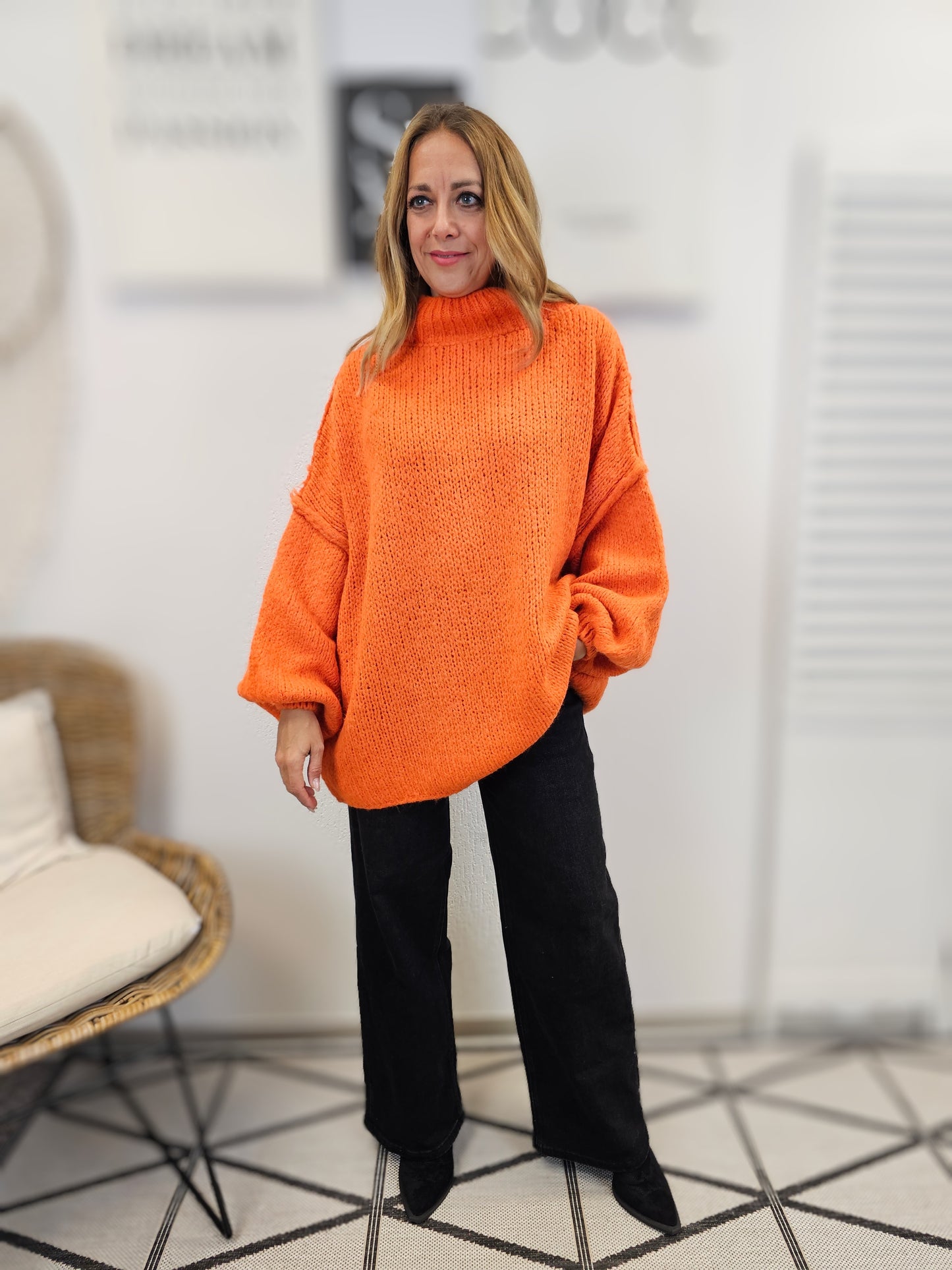 Strickpullover Oversize mit Stehkragen in verschiedenen Farben