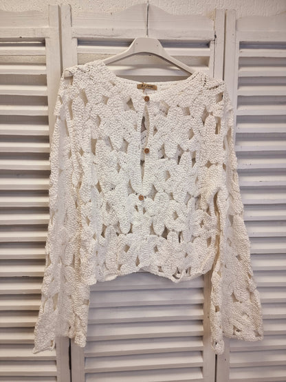 Strickweste be inn – Boho Häkelweste im Langarm-Design in 2 Verschiedenen Farben