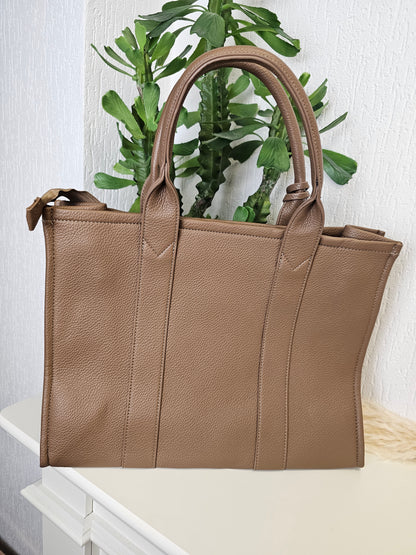 Shopper Tasche Totebag Lederoptik in Taupe