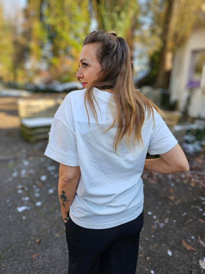 Kurzarm T-Shirt Engel weiss mit Schriftzug CHASE YOUR Dreams