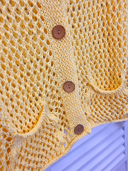 Kurze Loch-Weste in 2 verschiedenen Farben, kurze Strickjacke
