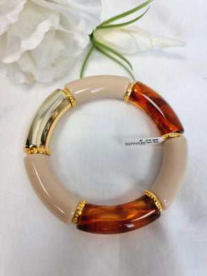 Armband Bangle in Braun und Beige mit Gold
