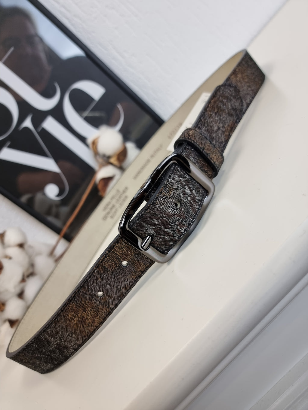 Ledergürtel Damen Vulcano animal print braun echte Handarbeit, butterweiches Leder