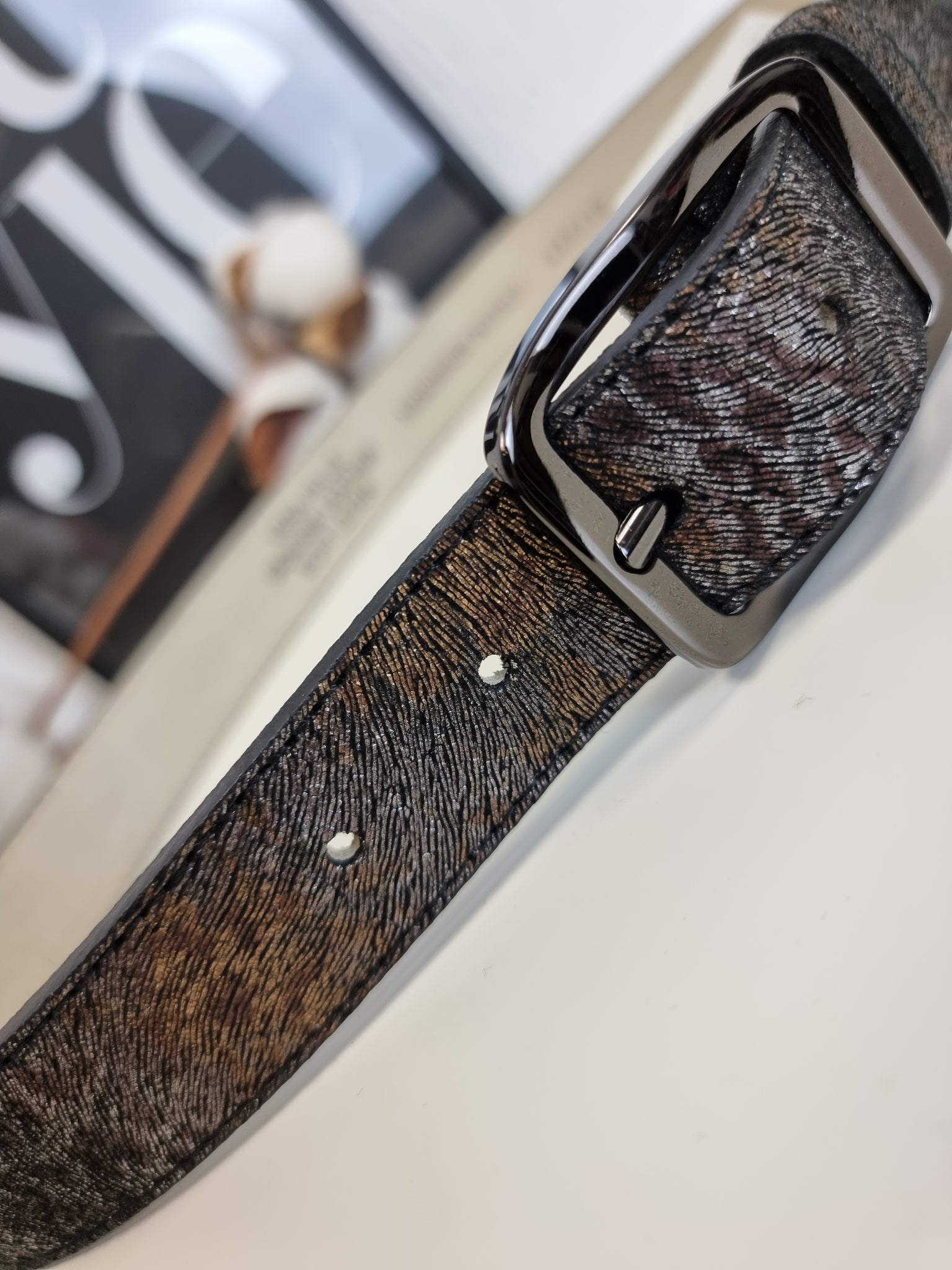 Ledergürtel Damen Vulcano animal print braun echte Handarbeit, butterweiches Leder
