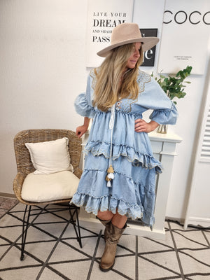 Jeans-Bohokleid Vokuhila OneSize