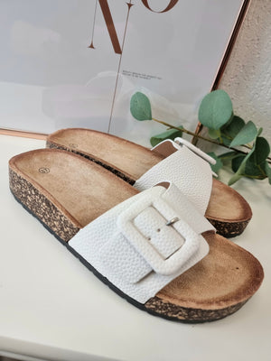 Damen Clogs Ledertief-Fußbett Pantolette mit Schnalle in verschiedenen Farben