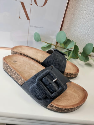 Damen Clogs Ledertief-Fußbett Pantolette mit Schnalle in verschiedenen Farben