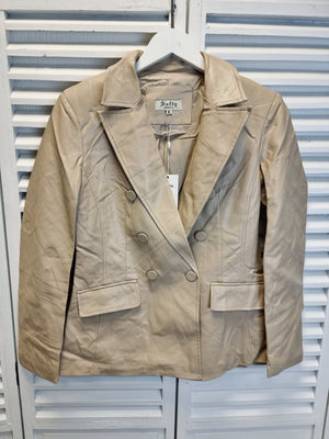 Blazer in Lederoptik in Creme