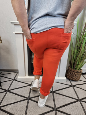 Jogpants Esvivid mit Satin Bändeln in Orange